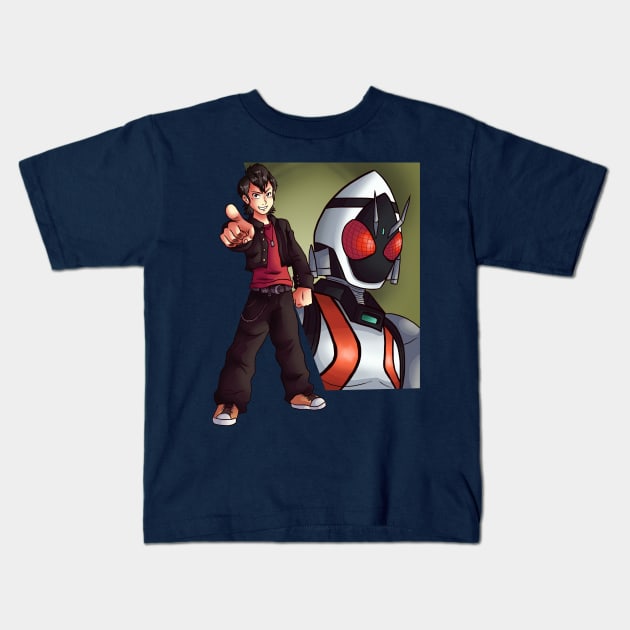 Gentarou from KAMEN RIDER FOURZE Kids T-Shirt by IanDimas